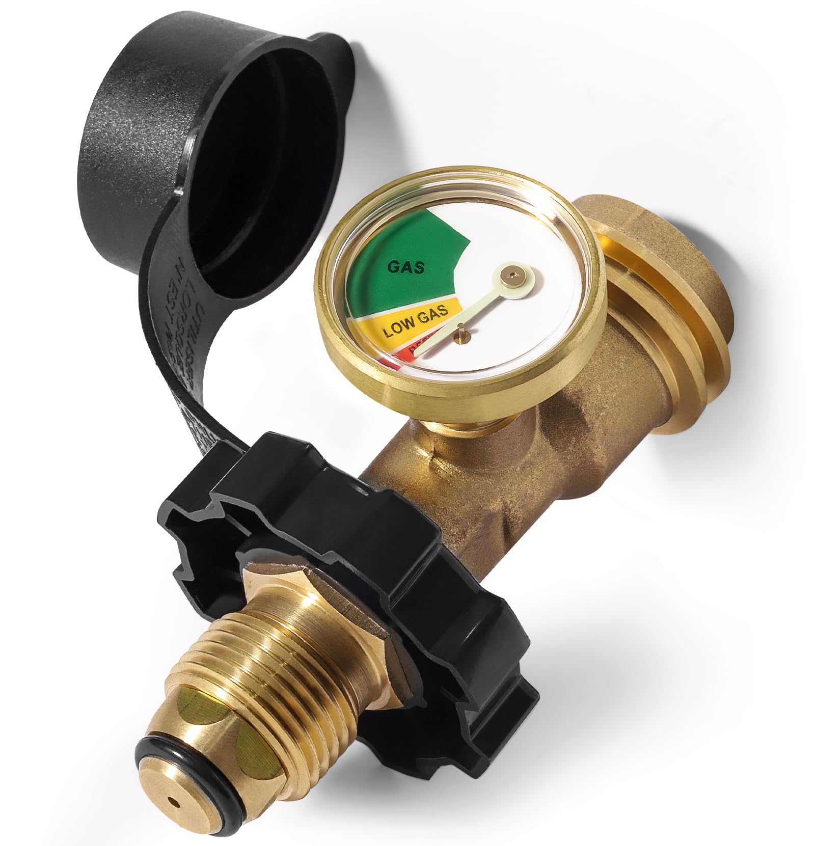 100 lb Propane Tank Adapter with Gauge, Solid Brass POL Propane Gas Gauge | POL 