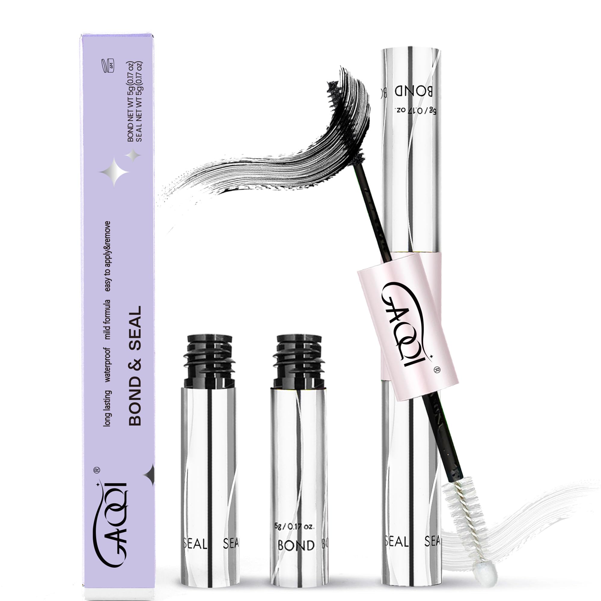 GAQQI Lash Cluster Glue, Waterproof Bond and Seal Lash Glue, Black - 10ml | Stro