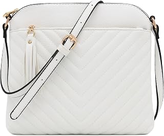 FashionPuzzle Chevron Medium Quilted Tassel Crossbody Bag