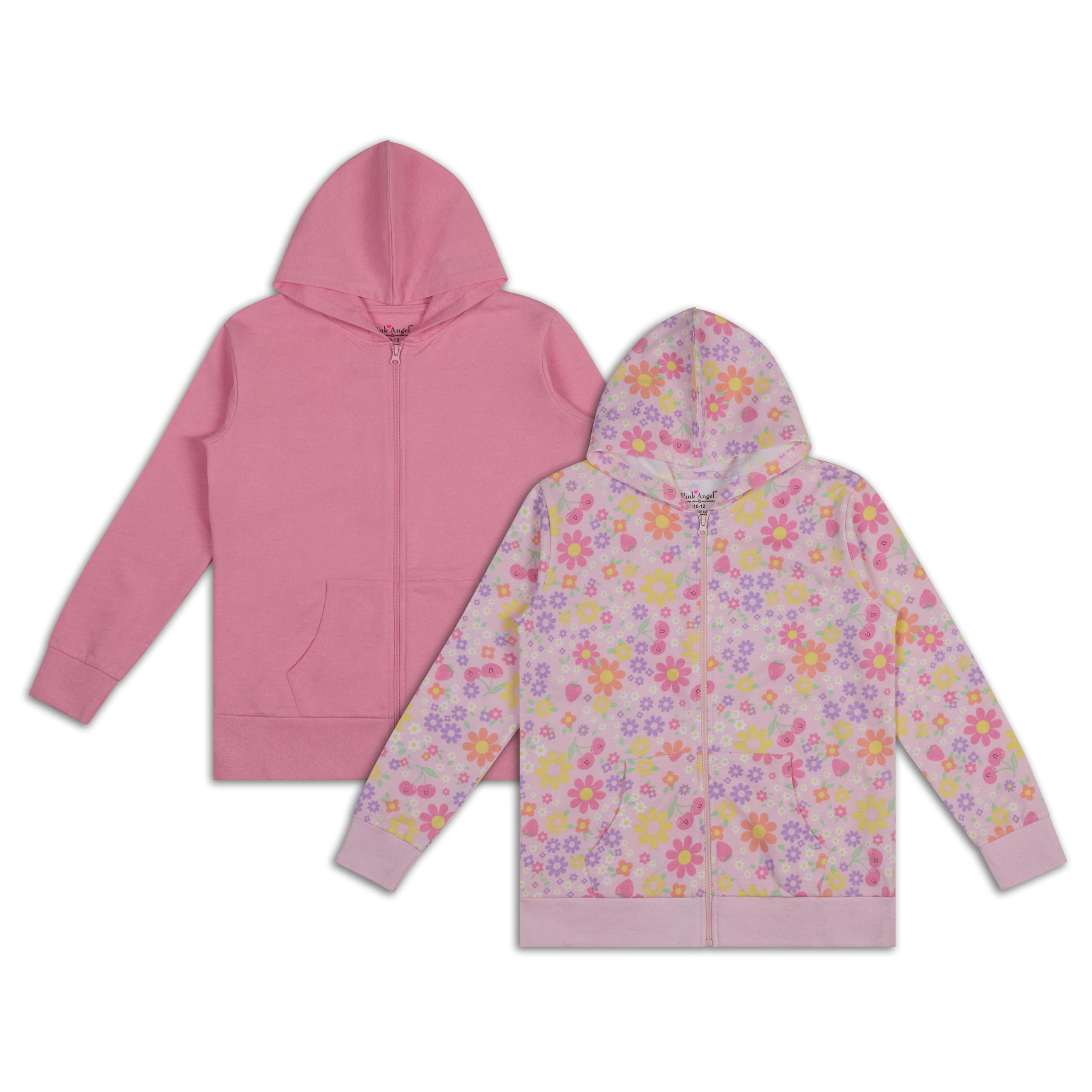 Pink Angel Little & Big Girls Zip Up Hoodie, Kids Full Zipper Hooded Fashion Swe
