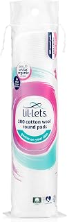 Lil-Lets Cotton Wool Round Pads, 100 Count, Certified Organic, 100% Pure Cotton Wool, Soft and Absorbent, Gentle on Skin, Dermatologically Tested