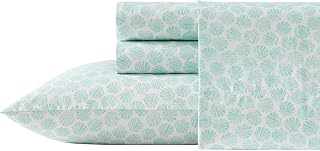 Laura Ashley Cotton Percale Duvet Cover Set Home Decor Lightweight Breathable Margate Shells Blue Queen