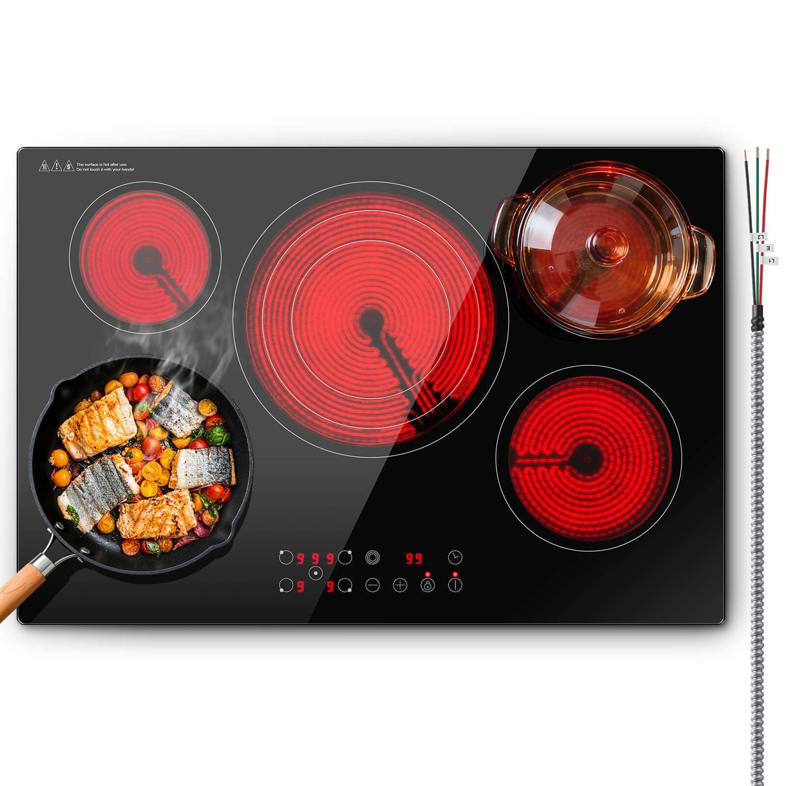 SNDOAS Electric Cooktop 30 inch,9000W 5-Burner Built-in Electric Stove Top with 