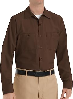 Red Kap Men's Regular Fit Long Sleeve Button Down Industrial Work Shirt