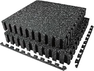 AIRHOP 12 Pcs 15.6 ft (4.32 m²) Gym Mat Large Training Mat Double Layer Rubber Mat Floor Protection Soundproofing Shock Absorbing Scratch Resistant for Home Gym Training Equipment 60 x 60 x 1.4 cm