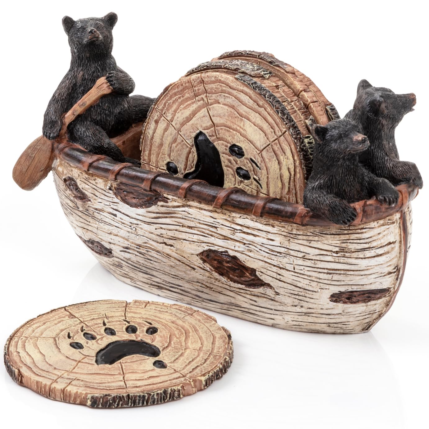 Bear Coasters Set of 6 - Handcrafted Black Bear Decor & Cabin Decor Gifts | Hand
