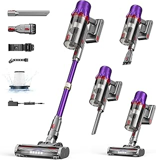 Cordless Vacuum Cleaner for Home - Powerful Stick Vacuum with HEPA Filter, 55Min Runtime,LED Light, Anti-Tangle Brush,Detachable Battery,Lightweight Vacuum for Pet Hair,Carpets & Hard Floors