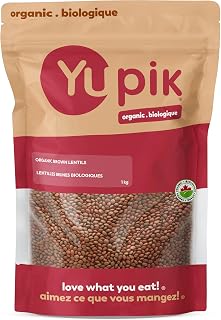 Yupik Organic Brown Lentils, 1kg, Non-GMO, Vegan, Gluten-Free, Kosher, Raw, Salt-Free, High in Fiber & Protein, Ideal for Soups, Salads & Meat Alternatives