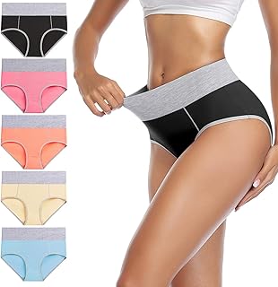 wirarpa 5 Pack Women's Cotton High Waist Stretch Briefs