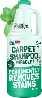 Sunny & Honey Carpet Cleaner Shampoo Solution for Machines, 32floz Mint | USA Made - Stain and Odor Eliminator - Cleans Carpets and Upholstery - For Upright and Spot Cleaners - Concentrated Formula