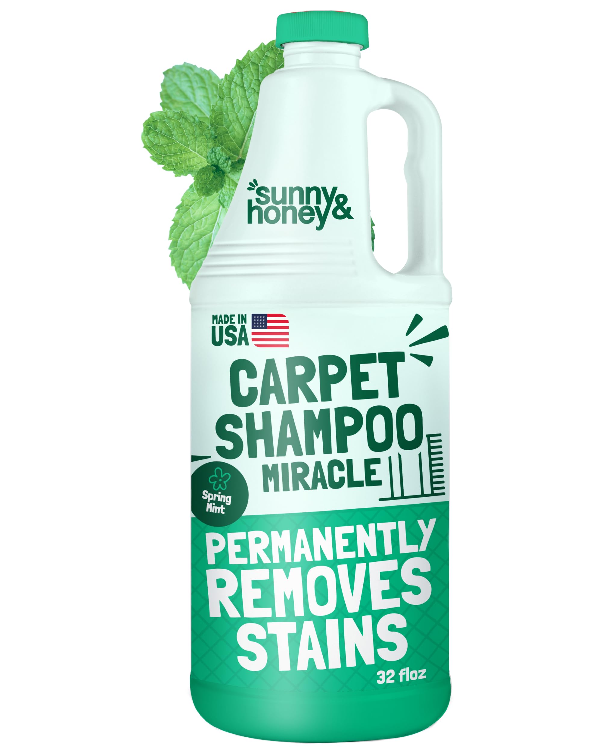 Sunny & Honey Carpet Cleaner Shampoo Solution for Machines, 32floz Mint | USA Ma