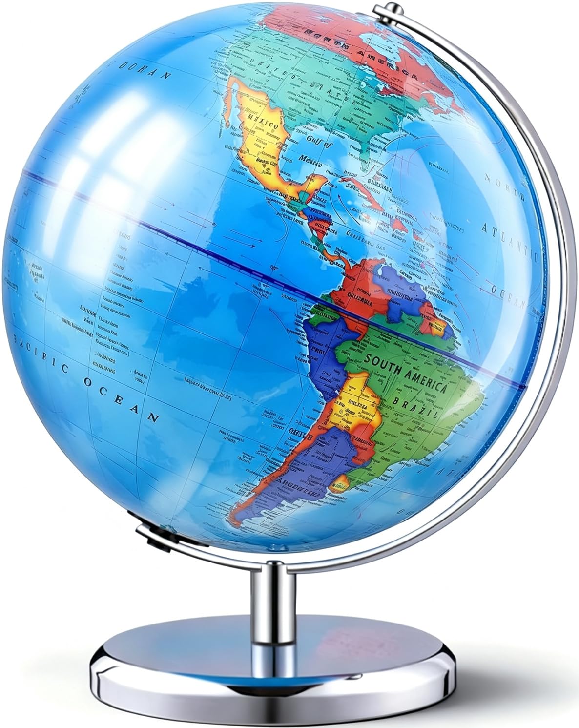 TTKTK World Globe with Stainless steel Stand Rotating Earth Spinning Globe for K
