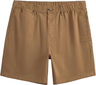 maamgic Men's Classic-fit 7" Cotton Casual Shorts Elastic Waistband with Multi-Pocket Daily Wear Walking Summer Outfit