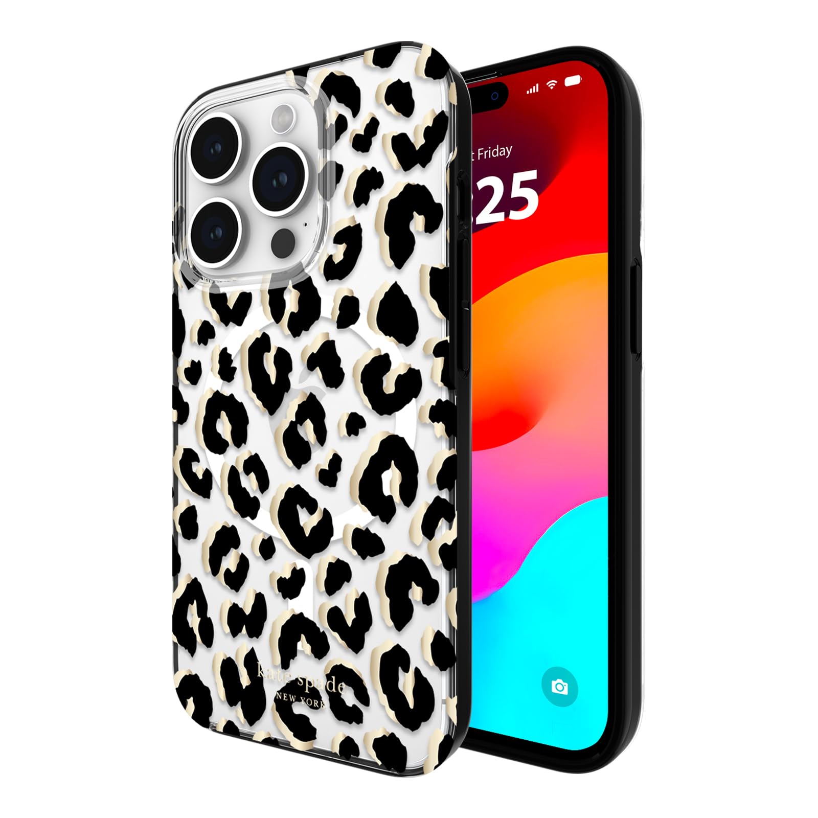 kate spade new york iPhone 15 Pro Case Compatible with MagSafe - City Leopard Bl