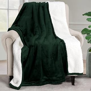 Utopia Bedding Sherpa Blanket Throw Size [Forest Green, 50x60 Inches] - Soft Lightweight Plush Fleece Reversible Blanket for Bed, Sofa, Couch, Camping and Travel