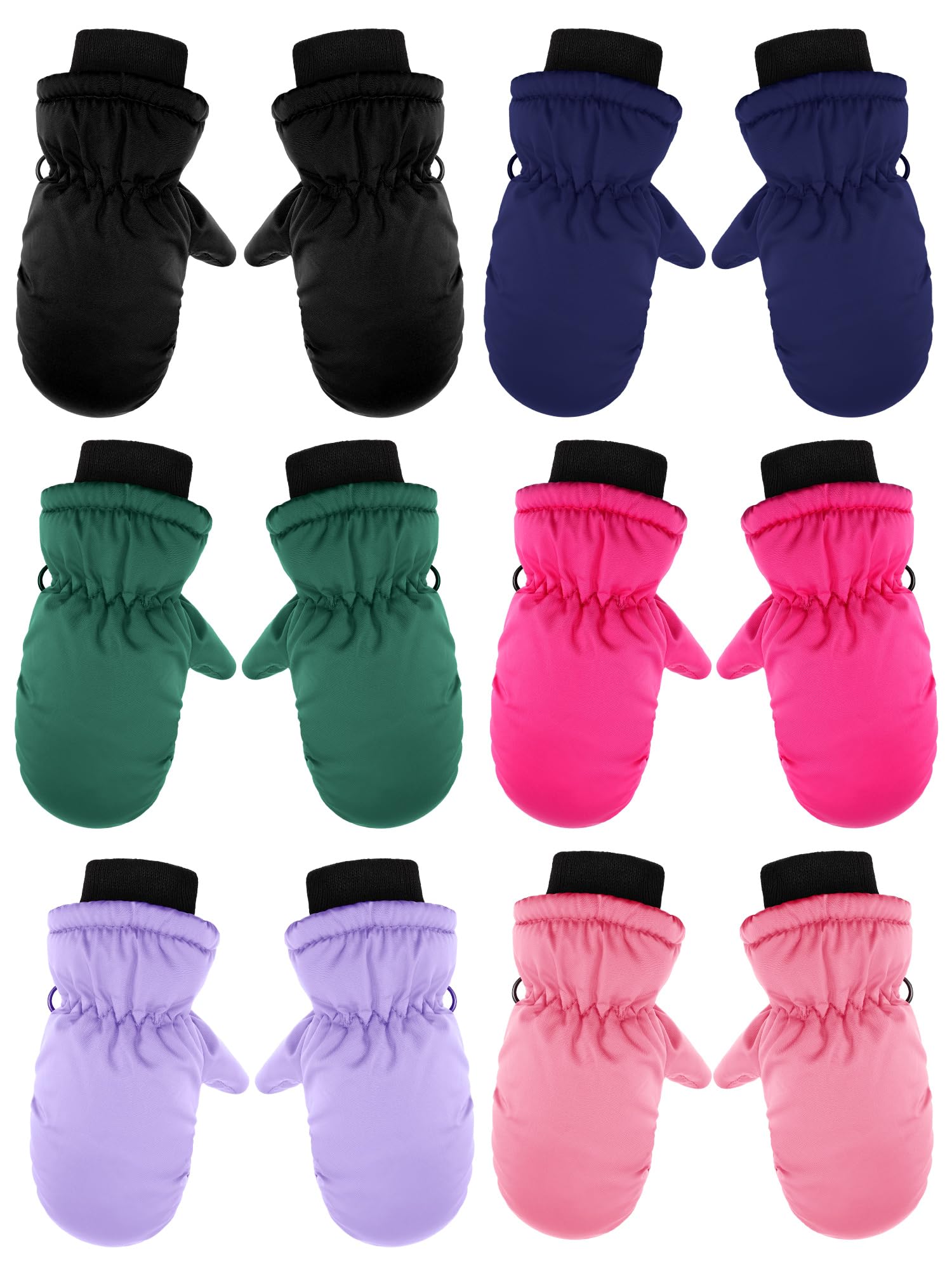 Hicarer 6 Pairs Waterproof Winter Mittens Unisex