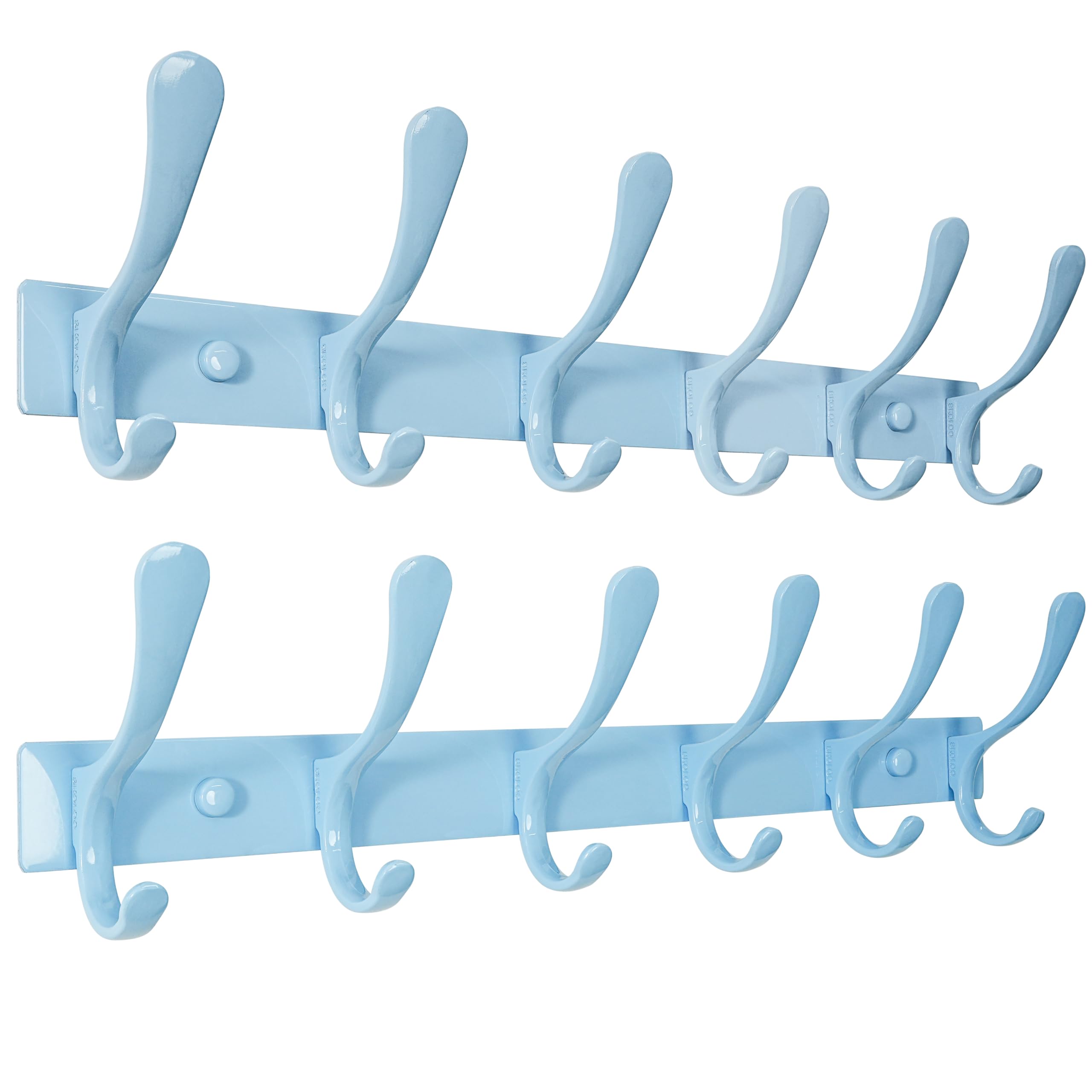 SKOLOO Coat Rack Wall Mounted - 6 Hooks, Pack of 2, Heavy Duty, Stainless Steel,