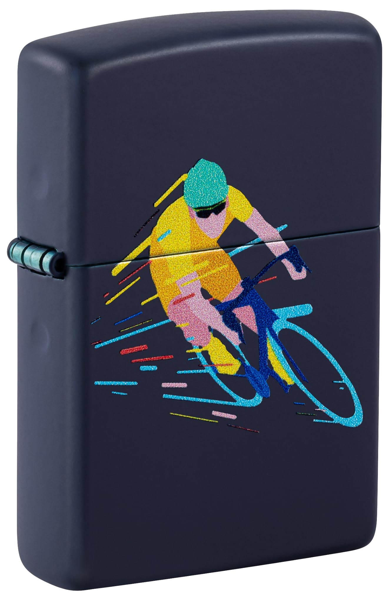 Zippo Windproof Lighter - Cyclist, Navy Matte, Colour Image (2 Sideds) - Refilla