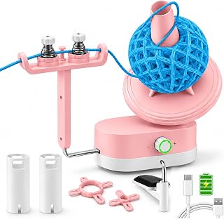 Electric Yarn Winder Large Capacity Cordless Automatic Rechargeable | yarn roller for crocheting yarn cake winder crochet yarn winder 15oz Capacity， 3600mAh， 10H Runtime， Type-C， Stepless Speed
