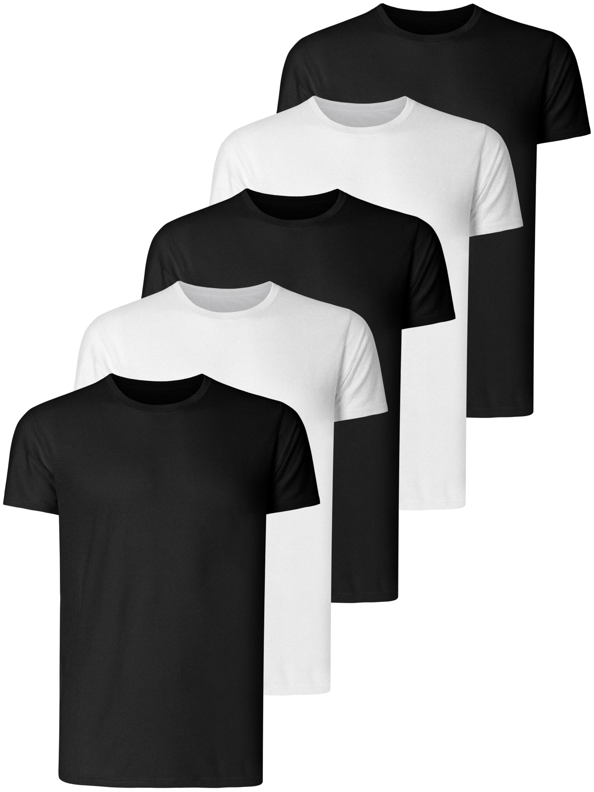 Teesmen Men's T-Shirts 5 Pack Short Sleeve Crew Neck UK Plain Cotton