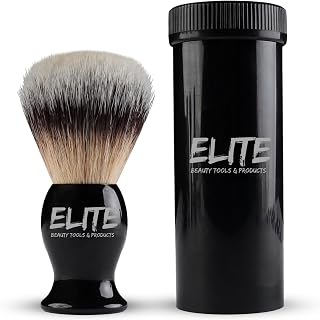 Shaving Brush Rich Lather with Plastic Box for Travelling Bristle Travel Brush for Male Grooming, Barbers and Salon. Wet Shaving Brush for Men (Black)