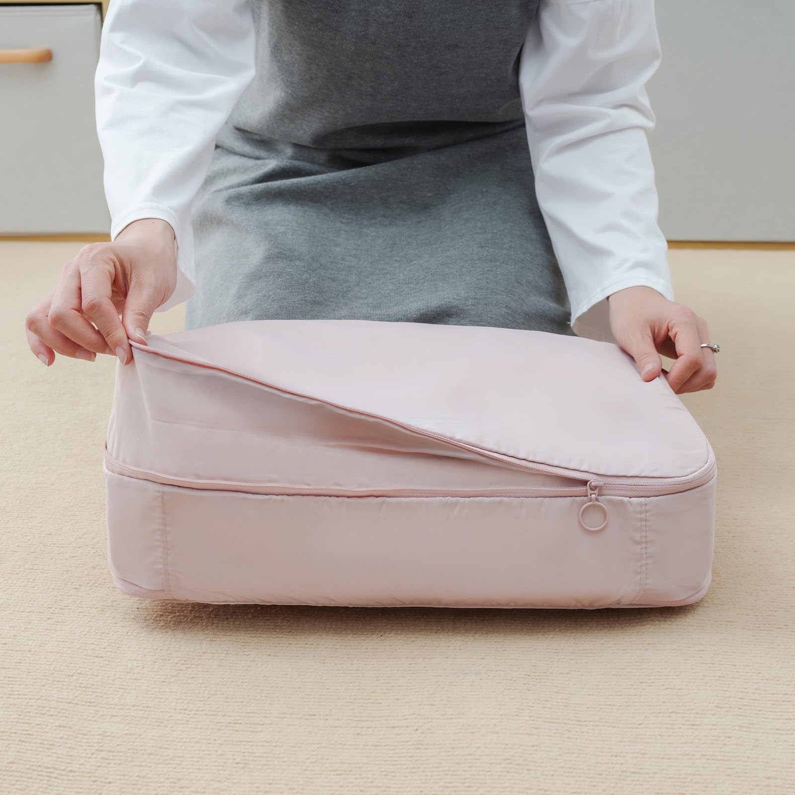 Down Jacket Storage Bag - Pink Clothes Organizer for Winter Coats, Available in 