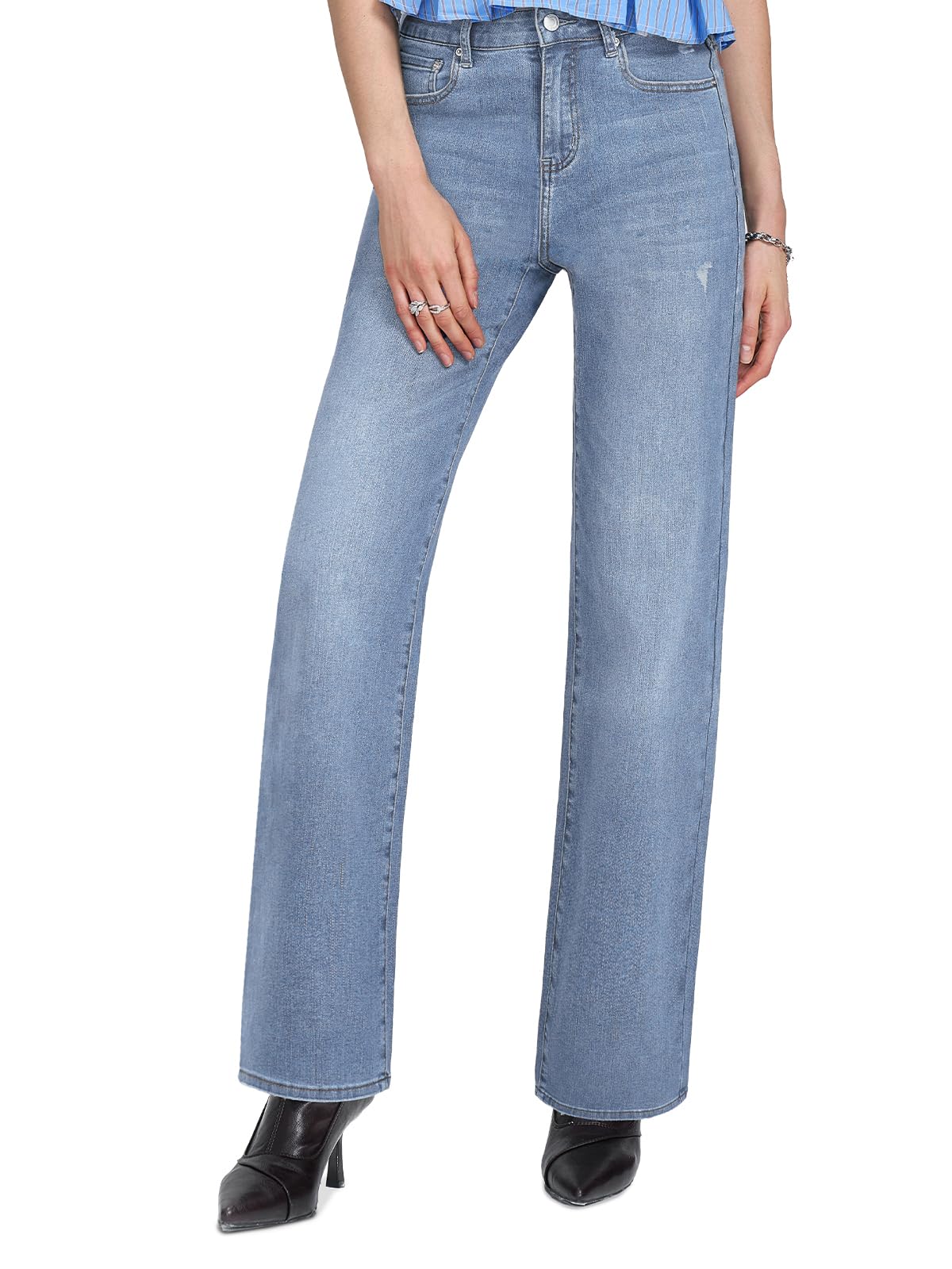 Straight Leg Jeans for Women, High Waisted Stretchy Jeans Trendy Wide Leg Boyfri