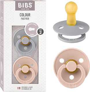 BIBS Colour Dummy, 6-18 Months, 2-Pack, Round Teat, Cloud/Blush