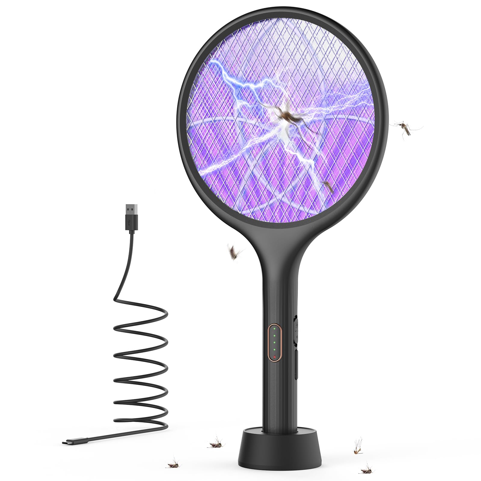YISSVIC Electric Fly Swatter 4000V Bug Zapper Racket Dual Mode (1, Black) | Auto