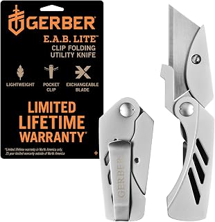 Gerber Gear EAB Lite Pocket Razor Knife with Money Clip - EDC Gear Folding Stainless Steel Utility Knife with Box Cutter Blade for Everyday Carry