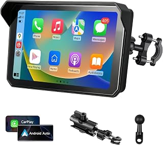 5 Inch Motorcycle Touchscreen, Wireless CarPlay & Android Auto | Bluetooth, Navigation, Siri, Google Assistant, Dual Mount Brackets, IPX8 waterproof