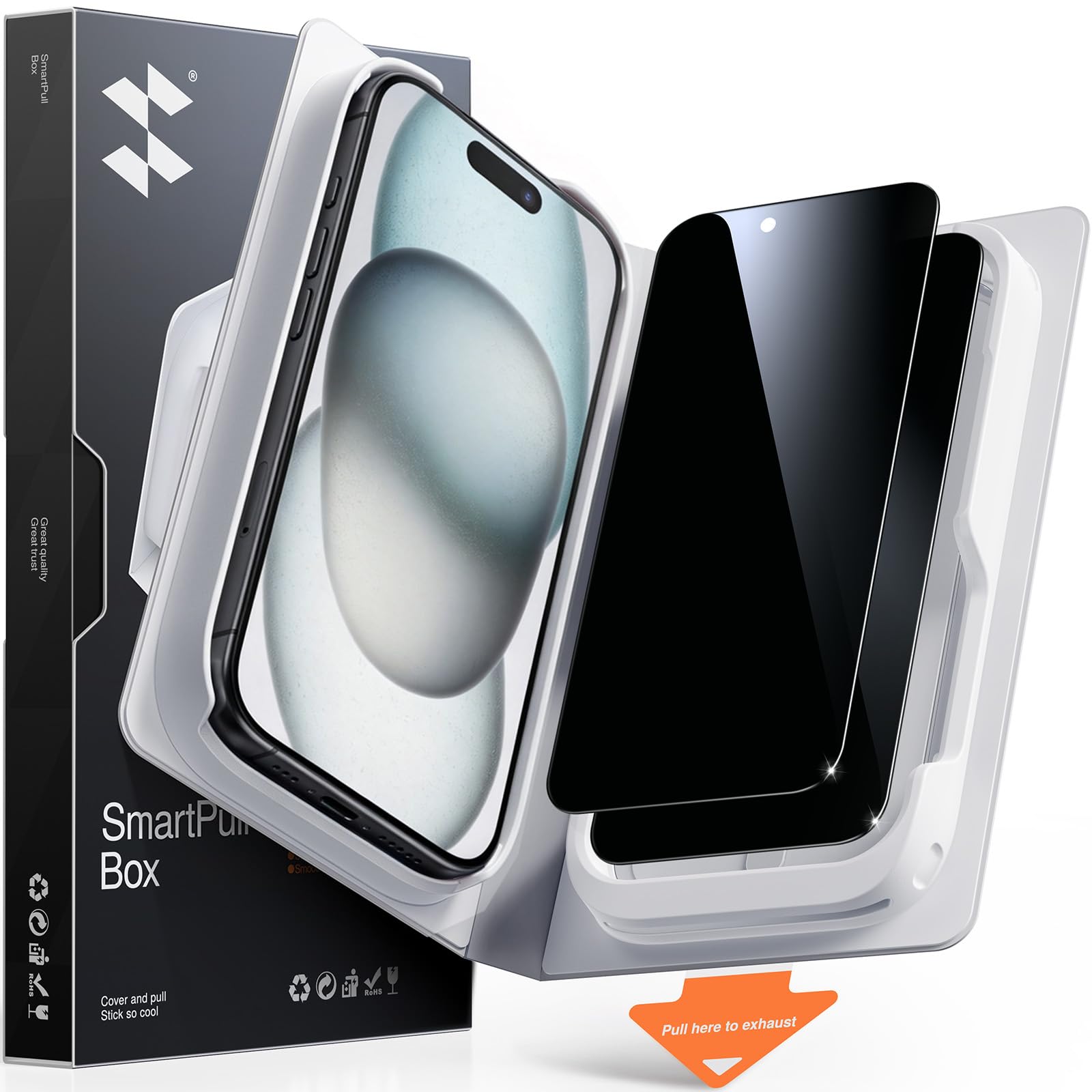 SMARTDEVIL 2 Pack MyView Sichtschutz für iPhone 15 Panzerglas