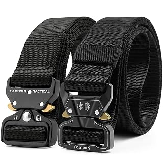 FAIRWIN Tactical Belt, Work Belts for Men Military Webbing Riggers Web Belt Heavy-Duty Quick-Release Buckle