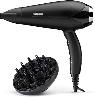 BaByliss Turbo Smooth Hair Dryer - 2200W Powerful Blow Dryer, Large Diffuser, Ionic Frizz-Free Conditioning, 3 Heat & 2 Speed Settings, Black, 5572U