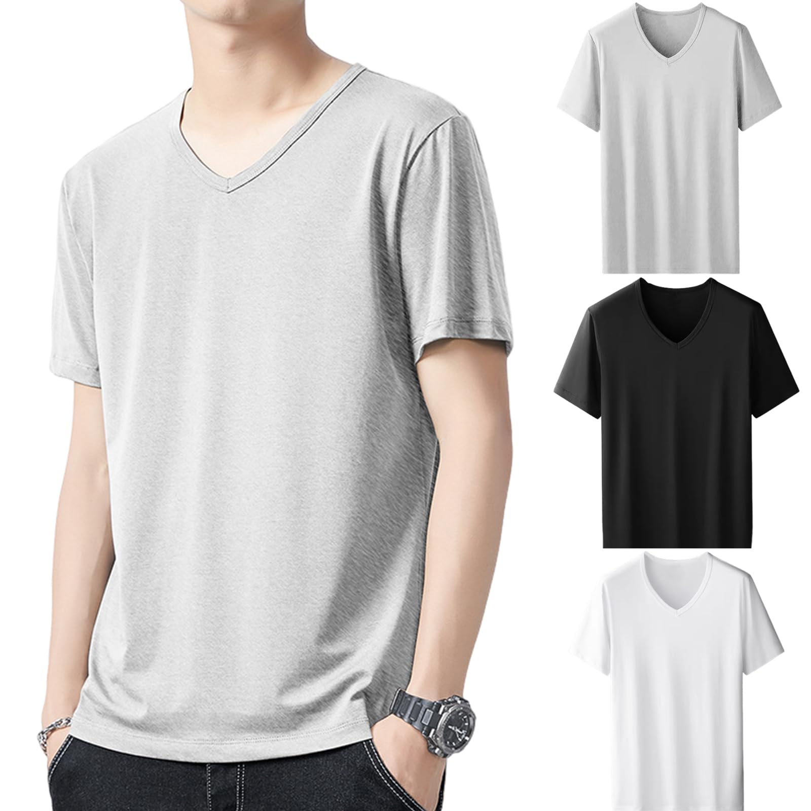HISITOSA Men's Inner Shirt, Short Sleeve【Incredible Sweat Absorption and Quick D