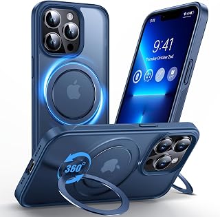 Anqrp 360° All-in-ONE Stand Case for iPhone 13 Pro with Rotatable Magnetic Kickstand Ring Holder, Compatible with MagSafe, MIL-Grade Shockproof iPhone 13 Pro Phone Case Cover 6.1" Blue