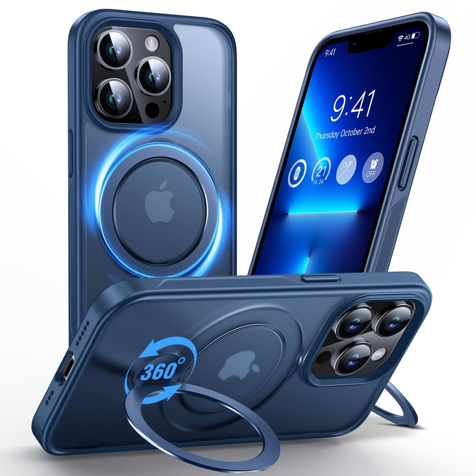 Anqrp 360° All-in-ONE Stand Case for iPhone 13 Pro with Rotatable Magnetic Kicks