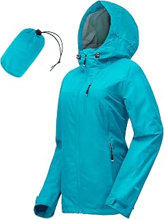 33,000ft Rain Jacket Women Lightweight Hooded Packable Breathable Coat Ideal for Running and Hiking