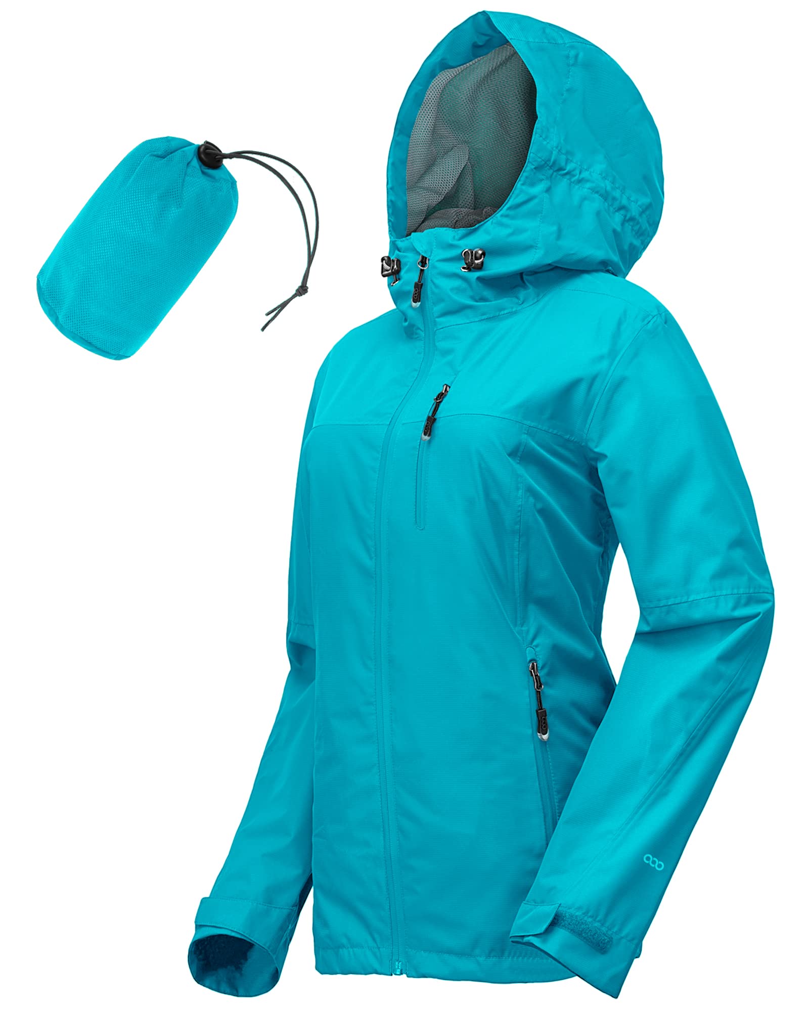 33,000ft Rain Jacket Women Lightweight Hooded Packable Breathable Coat Ideal for