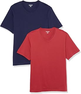 Amazon Essentials T-shirt avec col en v et manches courtes Homme, Lot de 2