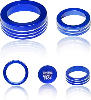 BORUIEN for Ford Maverick 2025 2026 Accessories Interior Decor Gear Shift 4WD Engine Start Stop Headlight Volume Radio Control Switch Center Consoles Knob Cover 5Pcs Aluminum Alloy (Blue, 2025-Up)