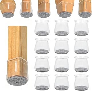 Chair Leg Floor Protectors - 12Pcs Circle Silicone Pads to Protect Tile Floors, Felt Furniture Pads Reduce Noise (Gray Background, Universal, L