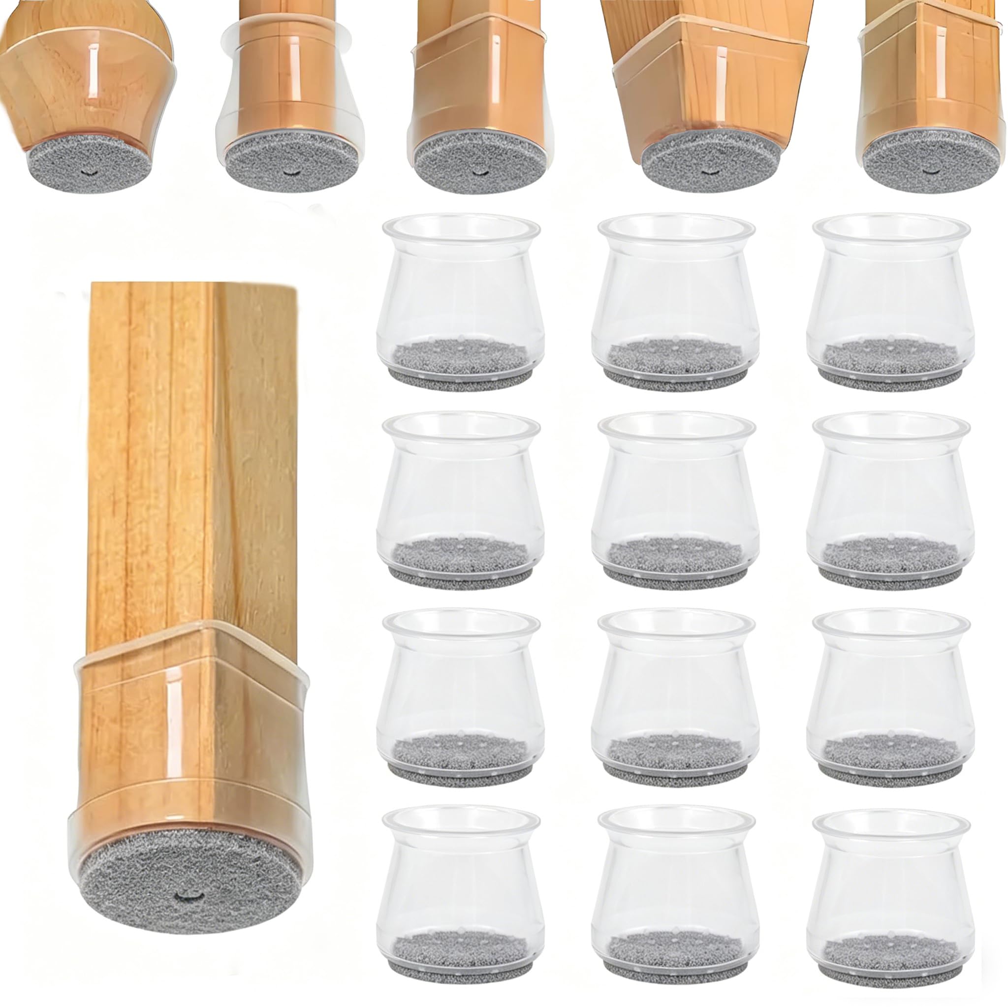 Chair Leg Floor Protectors - 12Pcs Circle Silicone Pads to Protect Tile Floors, 