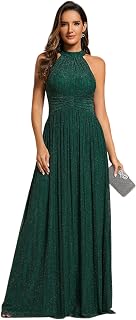 Ever-Pretty Empire Cut Out Shiny Sleeveless Halter Neck Long Evening Party Dress EE41961-P