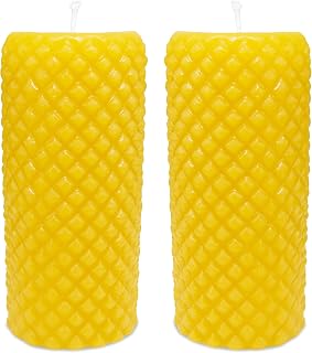 Diamond Pillar Beeswax Candle by Paper Garden Set of 2