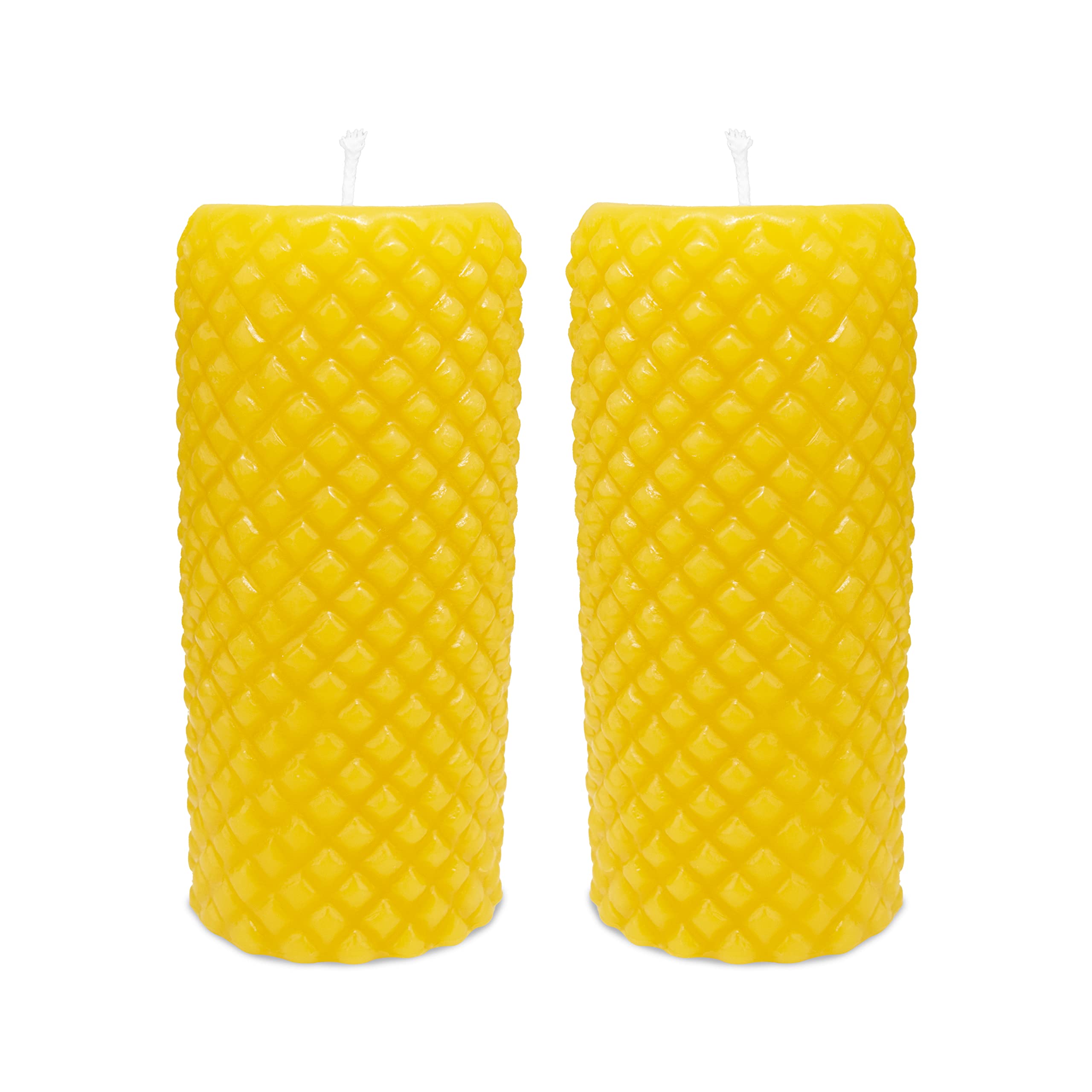 Diamond Pillar Beeswax Candle by Paper Garden Set of 2