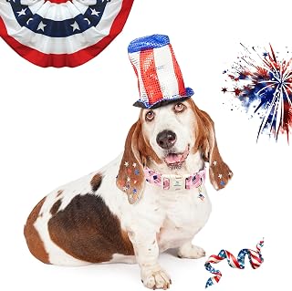 American Flag Dog Collar, 4th of July Patriotic Independent Dog Collar Heavy Duty Adjustable Collar Large Dog Pet Gift Summer Color
