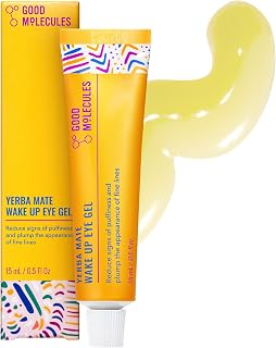 Good Molecules Yerba Mate Wake Up Eye Gel, Caffeine Under Eye Cream, 15 ml | Refreshes and hydrates tired under eyes with caffeine. Helps improve the look of puffiness, under eye bags, and fine lines.