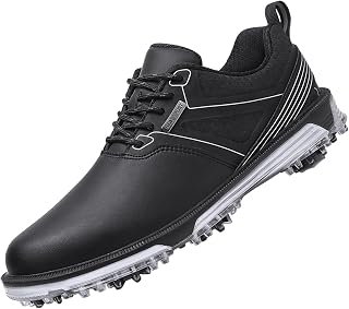 ULTIANT Men's Golf Shoes Fixed Nailless Sole Waterproof Lightweight No-Slip Walking Shoes