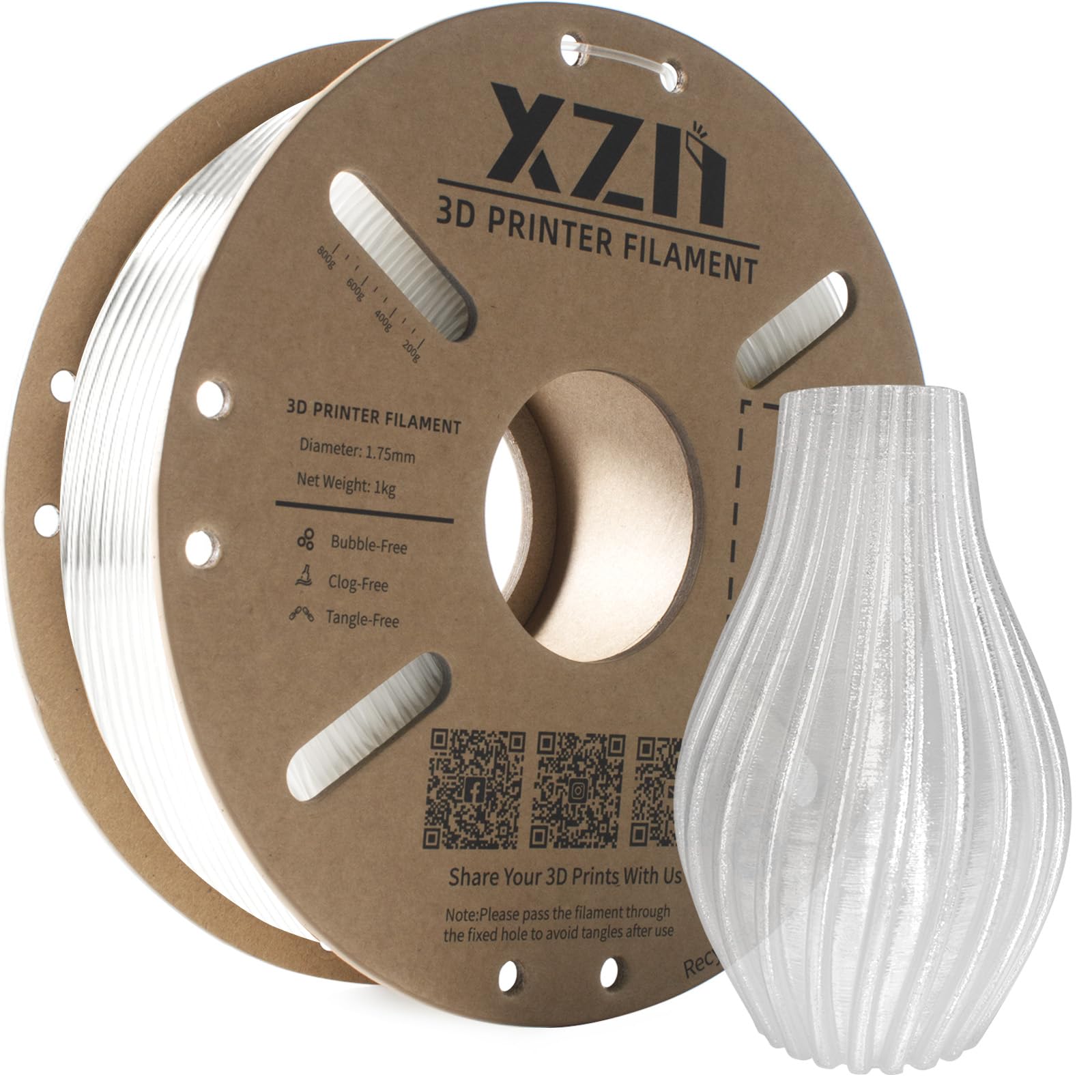 TPU Filament 1.75mm 95A Soft Flexible 3D Printer Filament, 1kg Spool (2.2 lbs), 